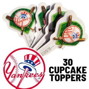 30 Yankees Cupcake Cake Toppers Picks New Party Supplies DIY Baking Decor White